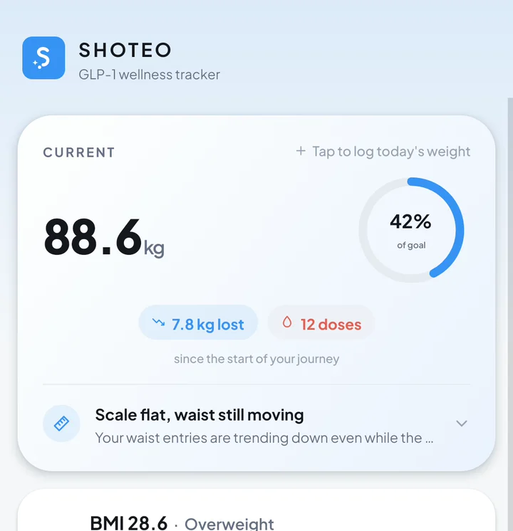 Shoteo's Home screen after the restore, with the full journal